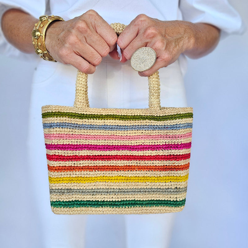Mini Mae Rainbow Raffia Bag