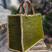 Olive Green and Hay Piper Bamboo Bag