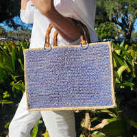 French Blue and Hay Piper Bamboo Bag