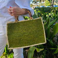 Olive Green and Hay Piper Bamboo Bag