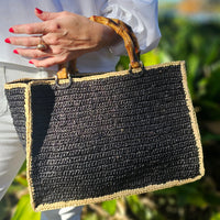 Black and Hay Piper Bamboo Bag