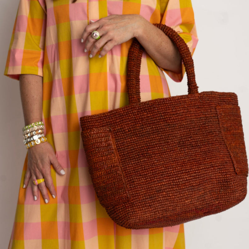 Tate Rust Raffia Bag