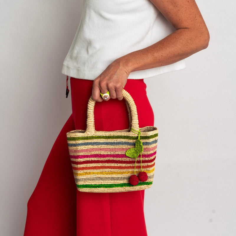 Mini Mae Rainbow Raffia Bag