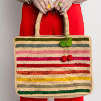 Mae Rainbow Raffia Tote