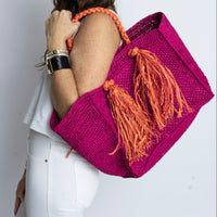 Pink Camilla Raffia Bag