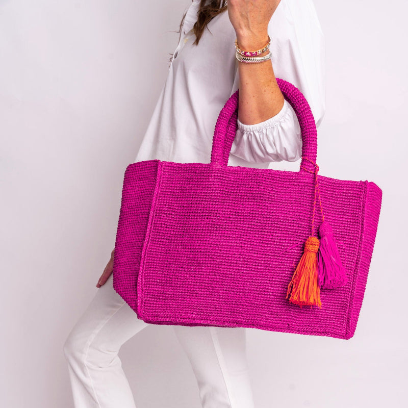 Mae Pink Raffia Tote