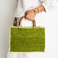 Olive Green and Hay Piper Bamboo Bag