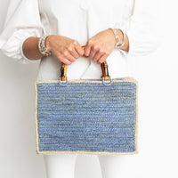 French Blue and Hay Piper Bamboo Bag