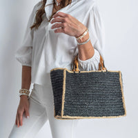 Black and Hay Piper Bamboo Bag