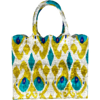 Light Green and Turquoise Hazel Scalloped Tote