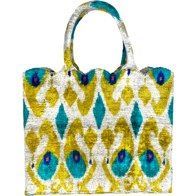 Light Green and Turquoise Hazel Scalloped Tote