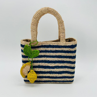 Mini Mae Colbalt Blue Stripped Raffia Bag