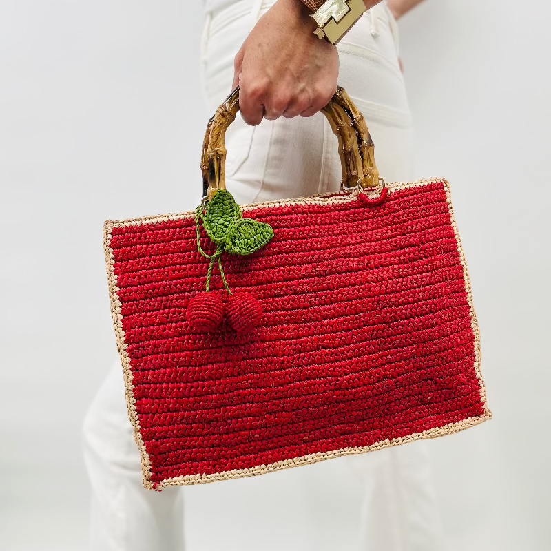 Cherry Red Piper Bamboo Bag