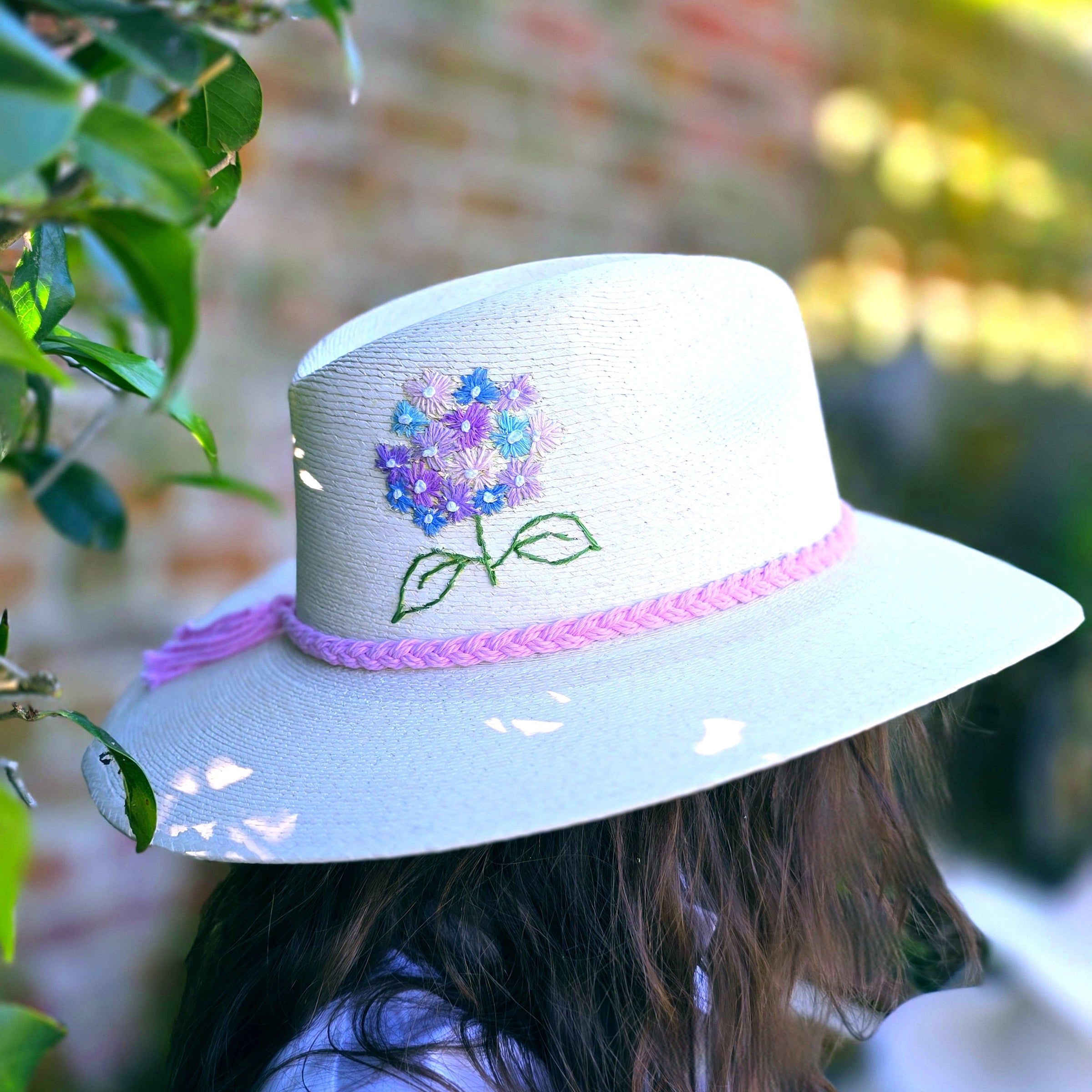 Baldiz  "Hydrangea Blossom Hat" Eggshell Palm Hat