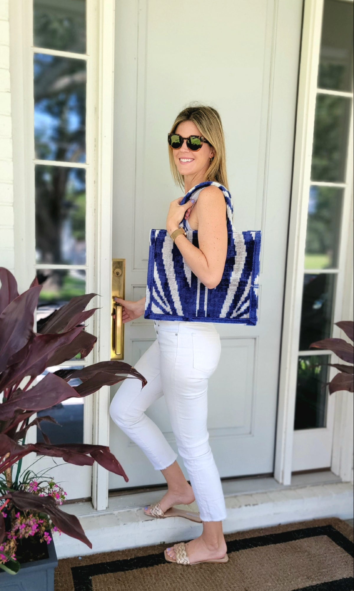 Blue Zebra Print Harper Tote