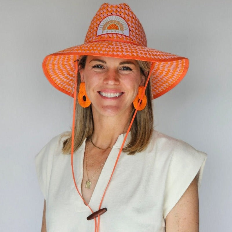 Baldiz Orange and Pink Brim Lifeguard Hat