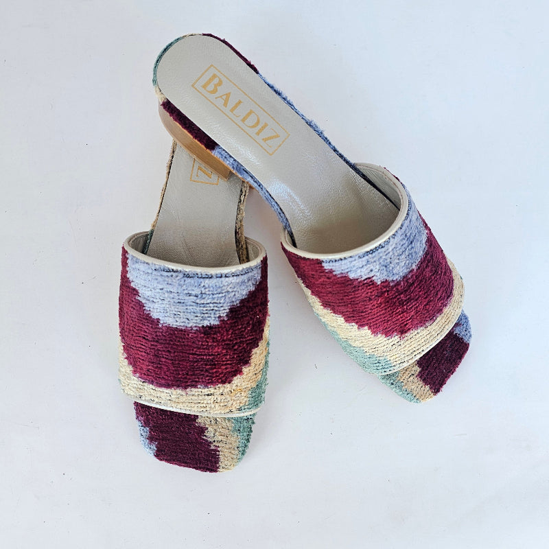 Maroon and Blue Dot Millie Open Toe Slide