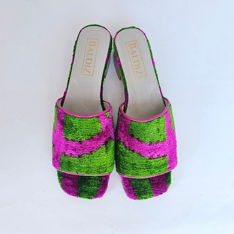 Green and Pink Millie Open Toe Slide