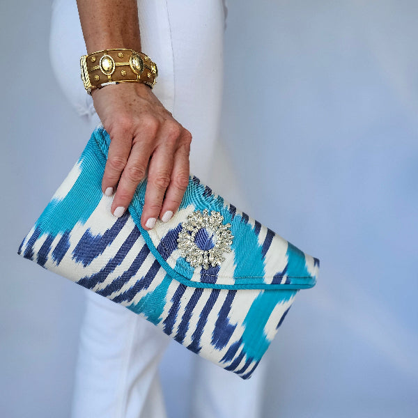 Blue Silk Lily Cocktail Clutch