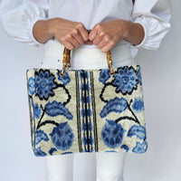 Blue Flower Small Avery Bamboo Bag