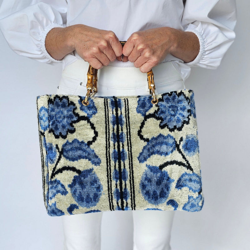 Blue Flower Small Avery Bamboo Bag