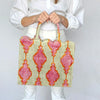 Pink and White Hazel Scalloped Tote