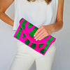 Green and Pink Lily Envelope Clutch