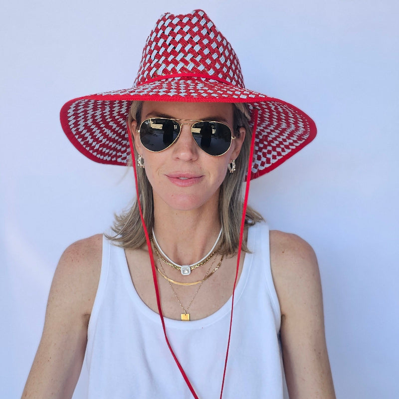 Baldiz Red and White Lifeguard Hat