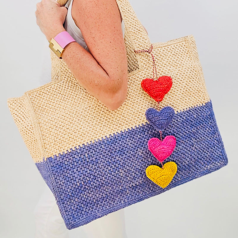 Soleil French Blue and Hay Raffia Bag