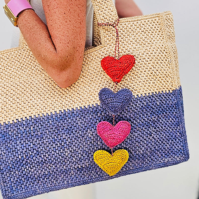 Soleil French Blue and Hay Raffia Bag