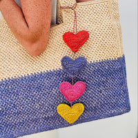 Cascading Heart Raffia Bag Charm