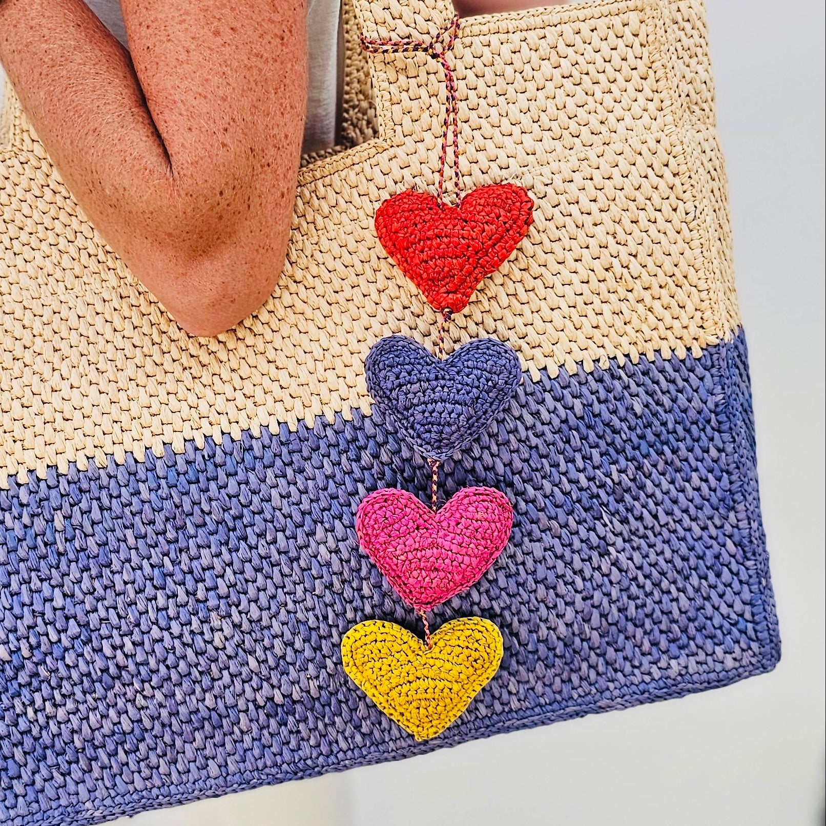 Cascading Heart Raffia Bag Charm