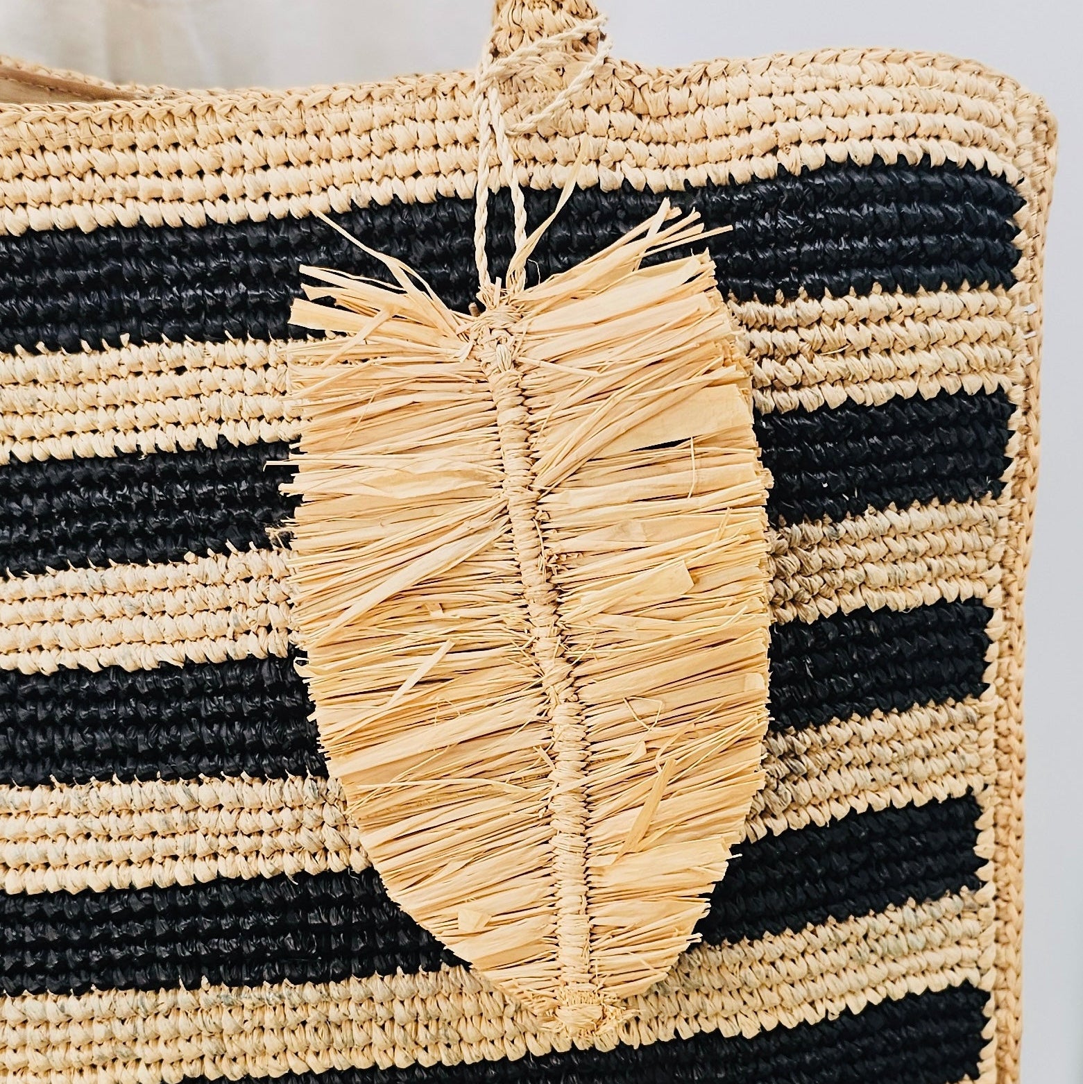 Hay Leaf Raffia Bag Charm