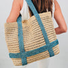 Indie French Blue and Hay Raffia Bag