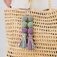 Pastel Blue and Lavender Ball Raffia Bag Charm