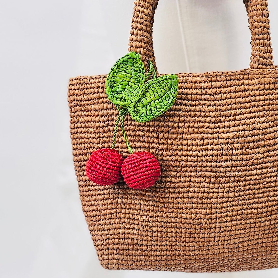 Cherry Raffia Bag Charm