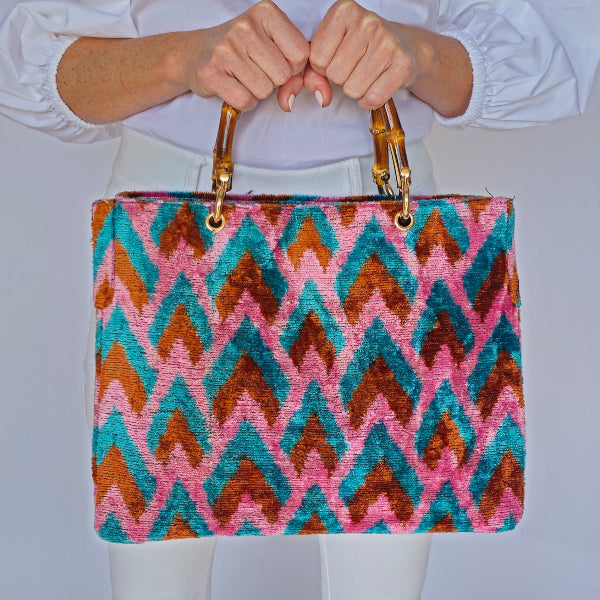 Purple Turquoise and Pink Patterned Small Avery Bamboo