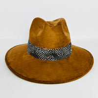 Brown Suede Hat with Feather
