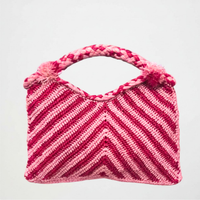 Mila Red and Pink Raffia Tote