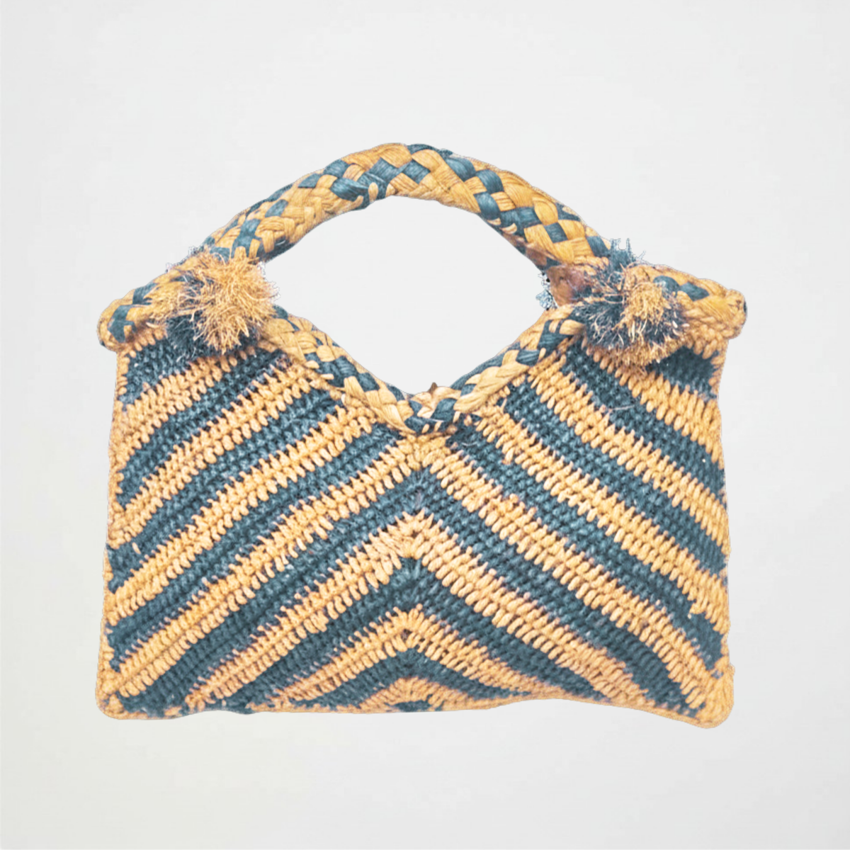 Mila French Blue and Hay Raffia Tote