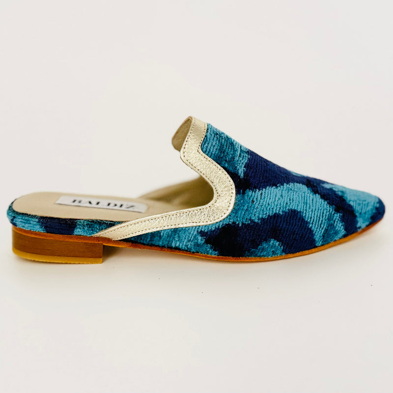 Blue and Navy Patterned Amelia Slide