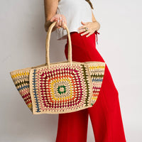 Rainbow Camilla Raffia Bag