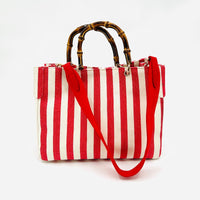 Red Herringbone Canvas Small Avery Bag