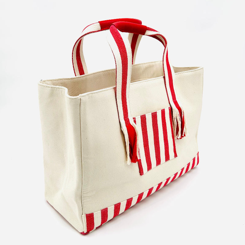 Herringbone Canvas Weekender Tote Bag