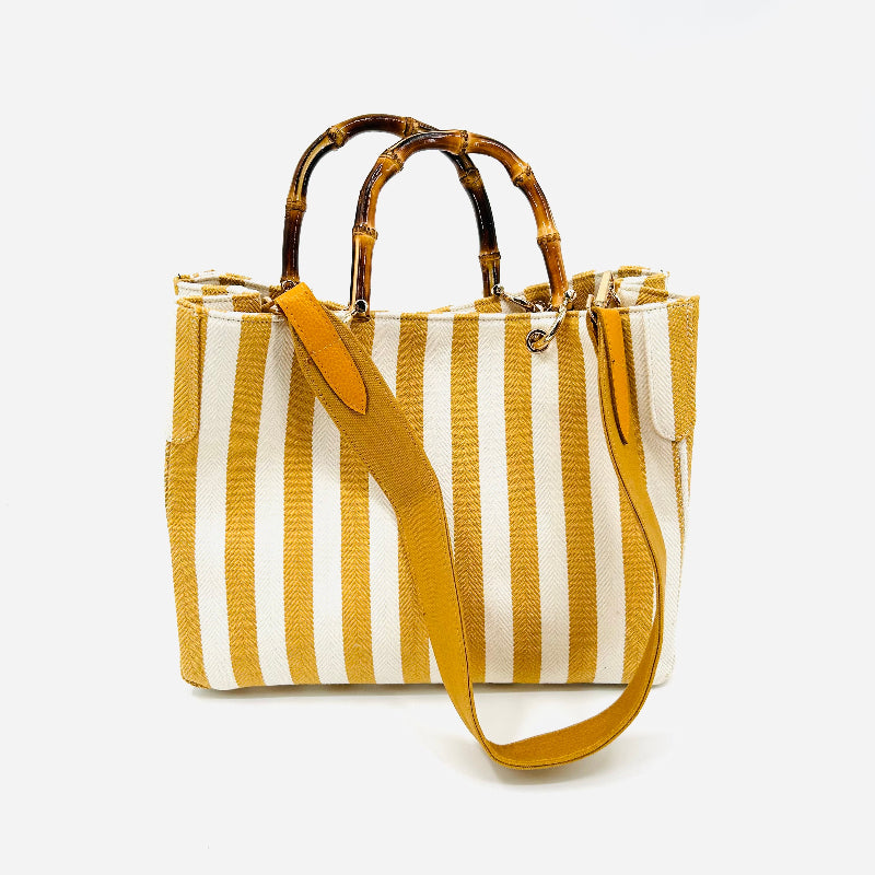 Mustard Herringbone Canvas Small Avery Bag