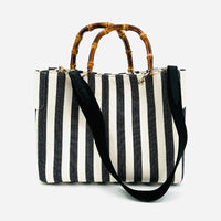 Black Herringbone Canvas Small Avery Bag