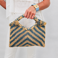 Mila French Blue and Hay Raffia Tote