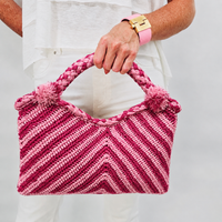 Mila Red and Pink Raffia Tote