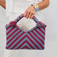Mila French Blue and Red Raffia Tote