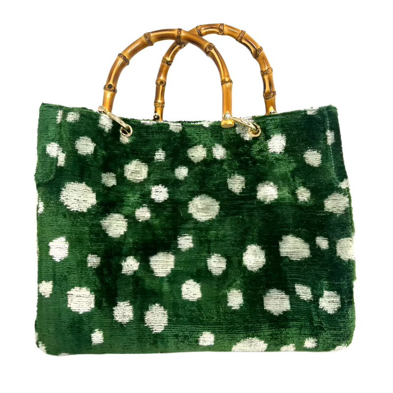 Emerald Green and White Polka Dot Avery Bamboo Bag